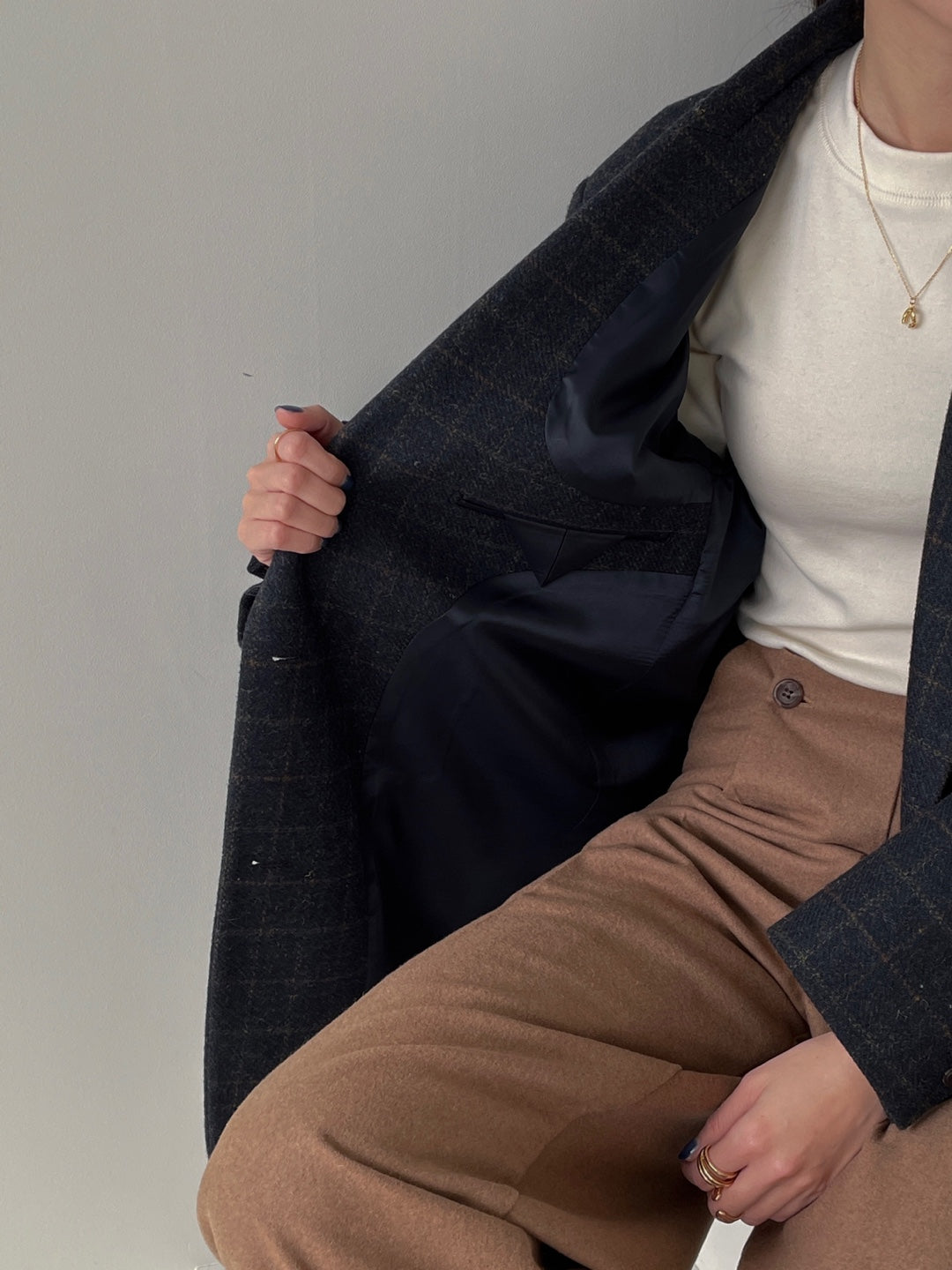 Wool Check Blazer - Navy Check