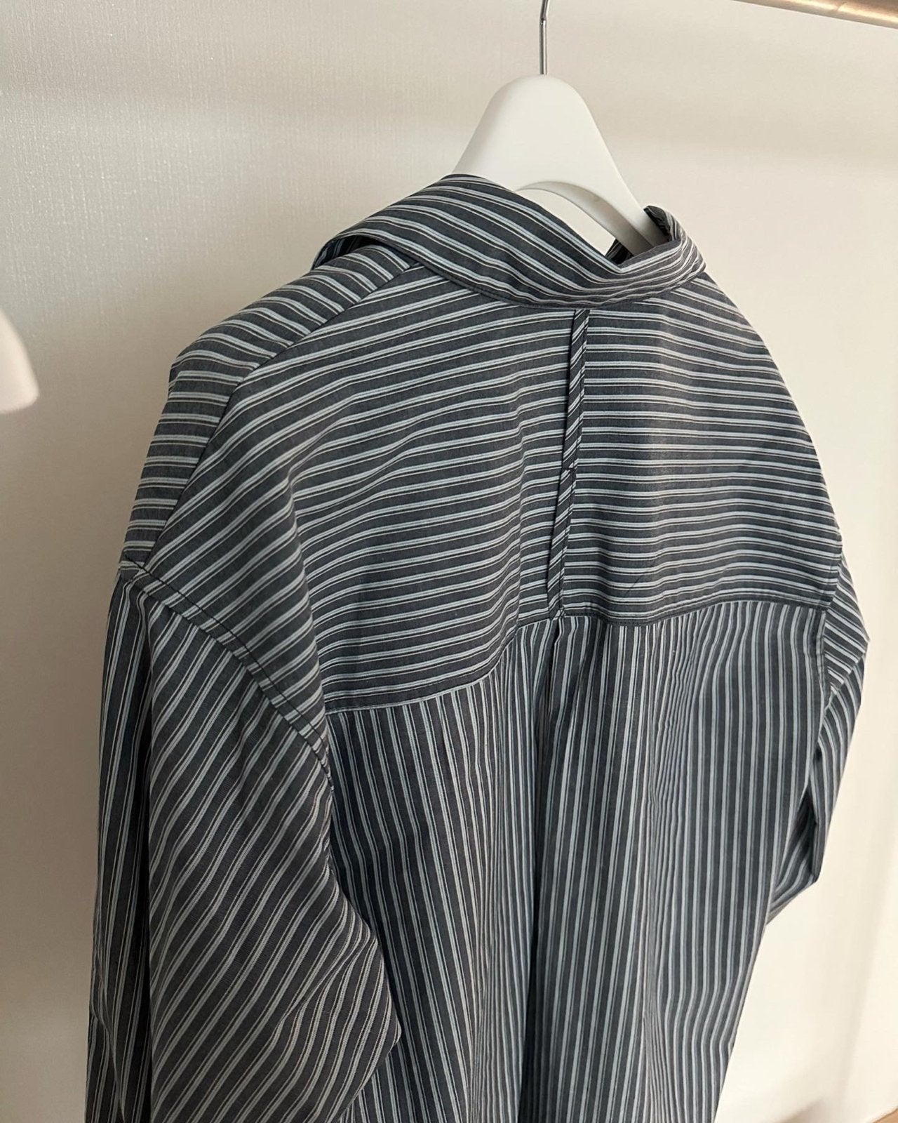 <Abi + Ari> Black Label Patched Pocket Stripe Shirt