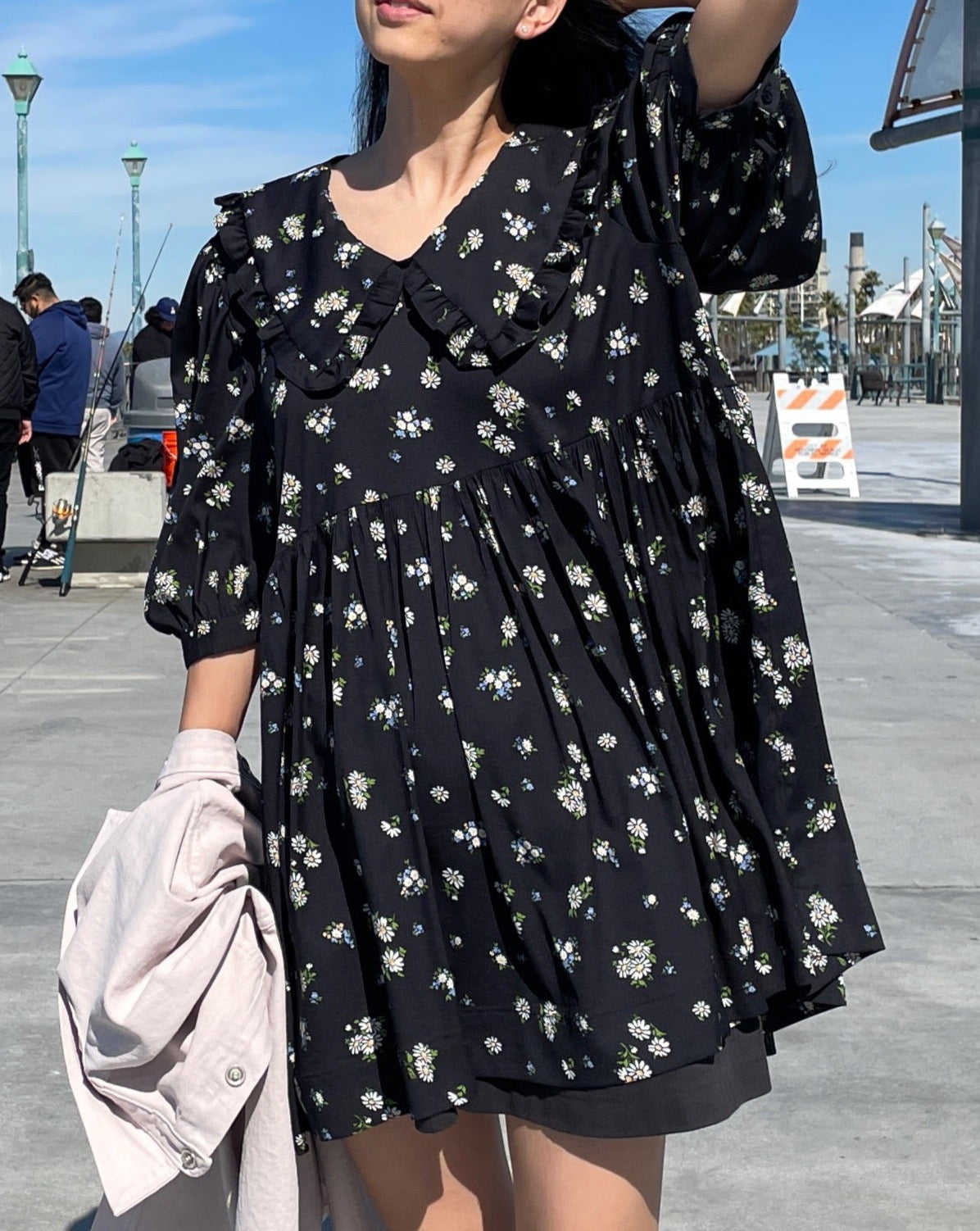 Abi + Ari Black Label Ruffle Collar Baby Doll Dress — Only 2 left in Black