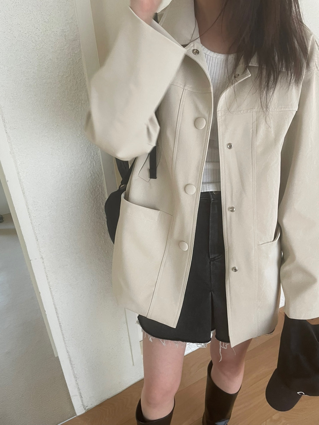 <Abi + Ari> Black Label Vegan Long Jacket