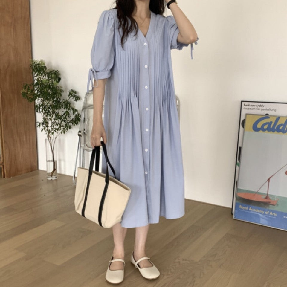 Bow Pintuck Robe dress