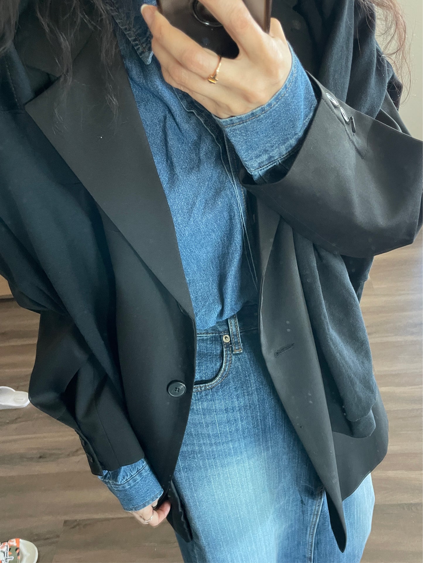 <Abi + Ari> Black Label Tucked Sleeves Oversized Blazer