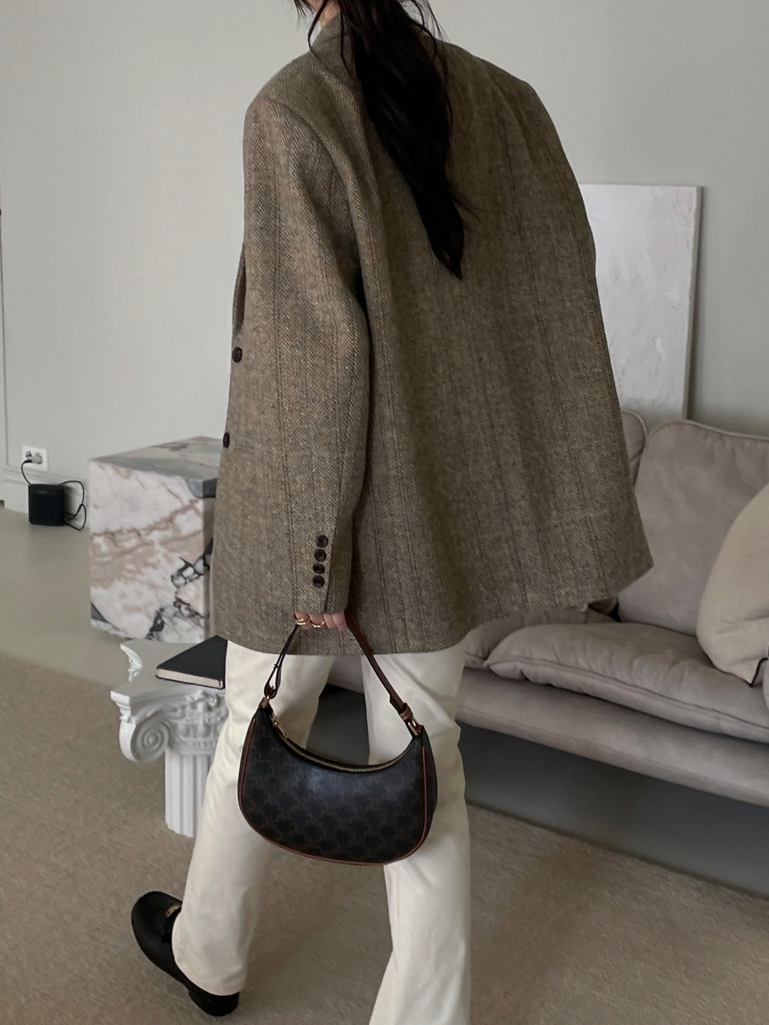 Wool Check Blazer - Herringbone