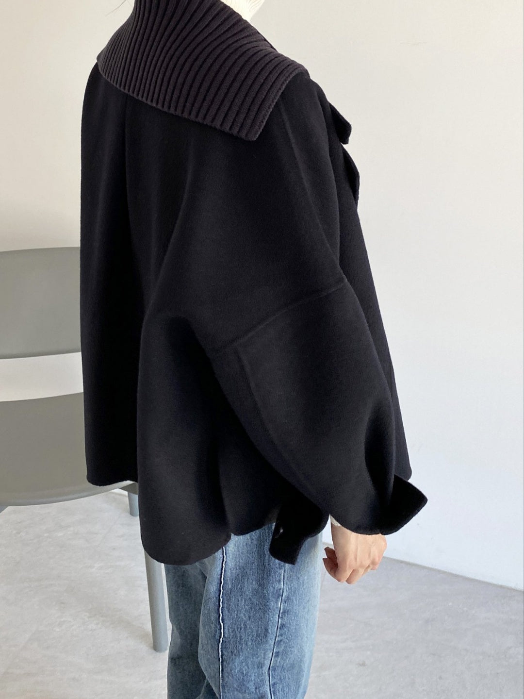 <Abi +Ari Black Label> Hand Made Coat with Sweater Collar
