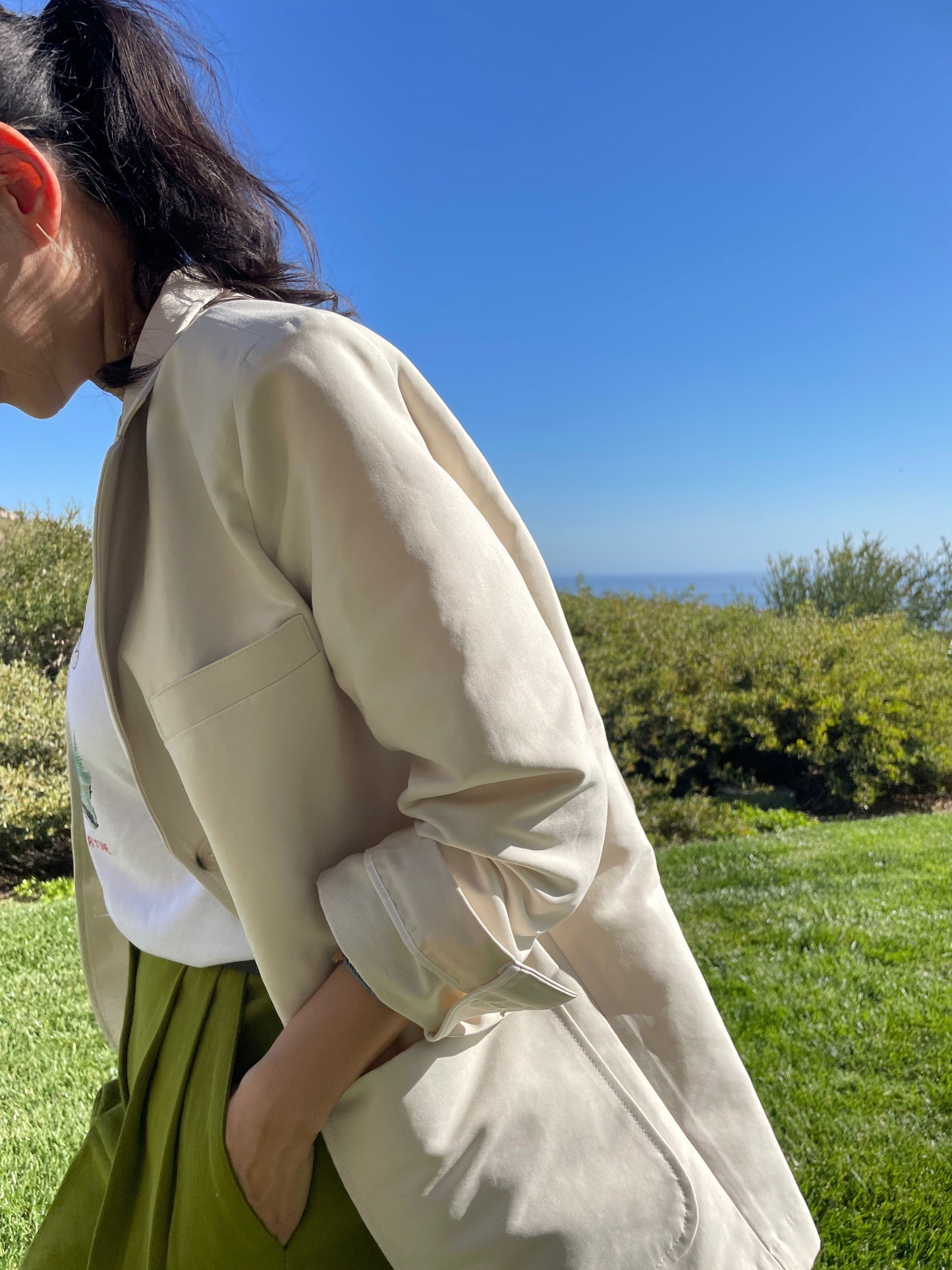 Cotton Blend Double Weave Blazer