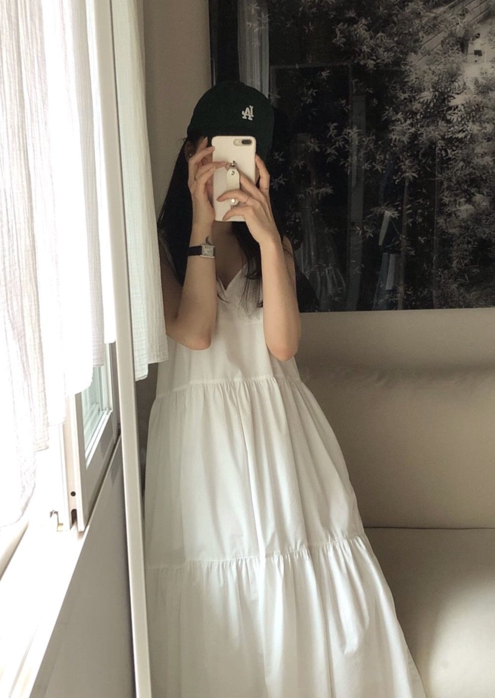 Annette Bow Tiered Dress - White + Sky Reorder in Schedule