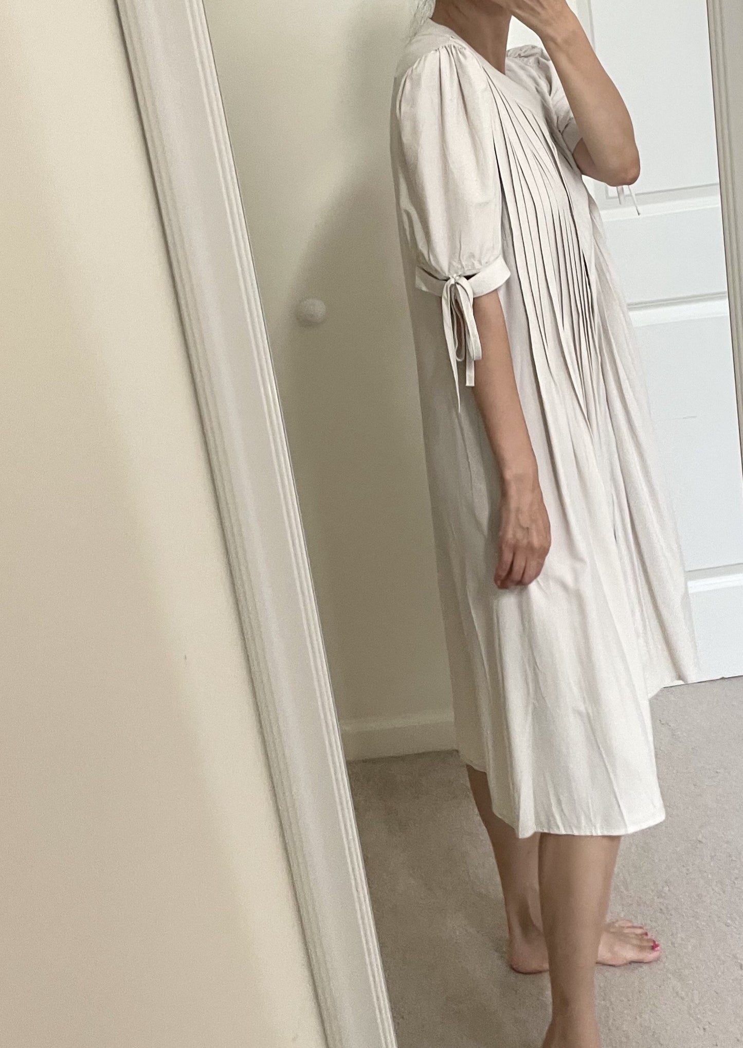 Bow Pintuck Robe dress