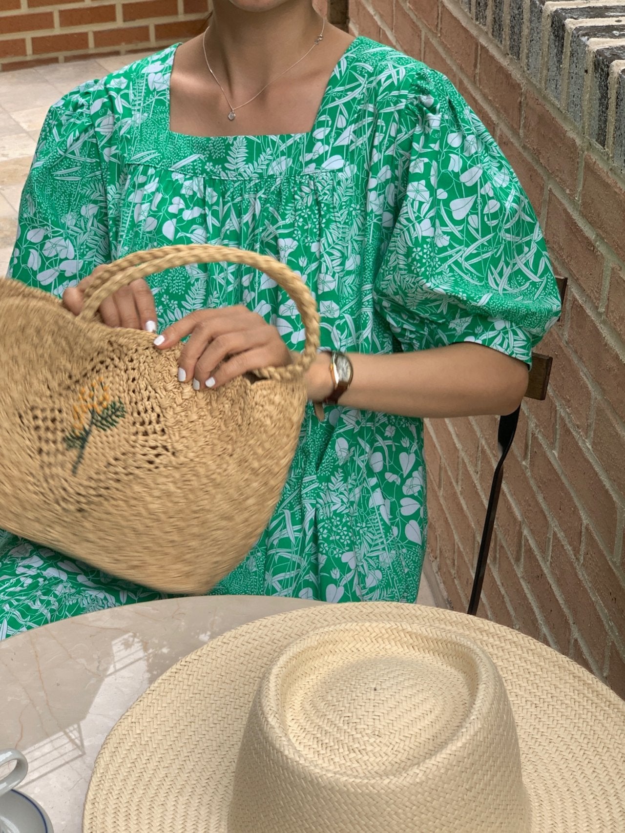 Summer Foliage Cotton Mumu Dress