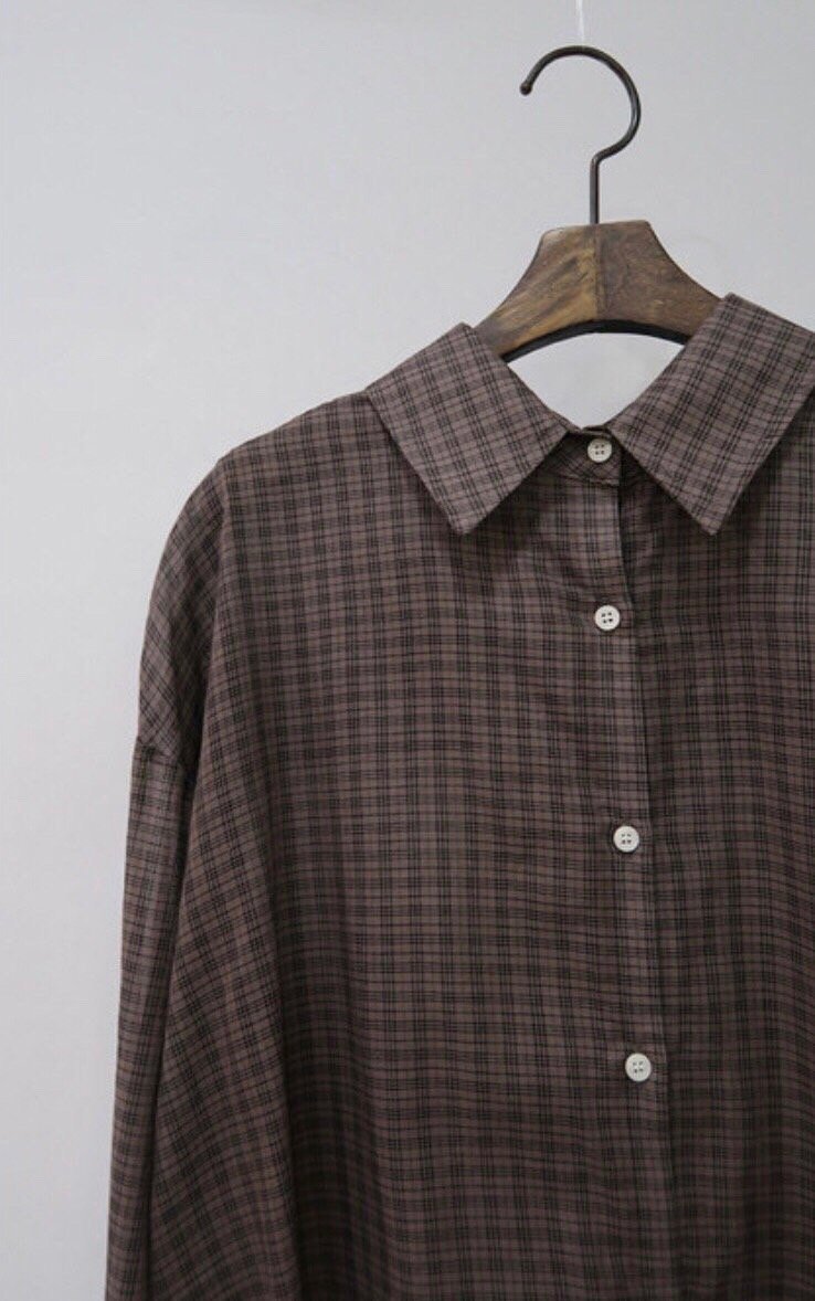 Cotton Voile Plaid Shirt