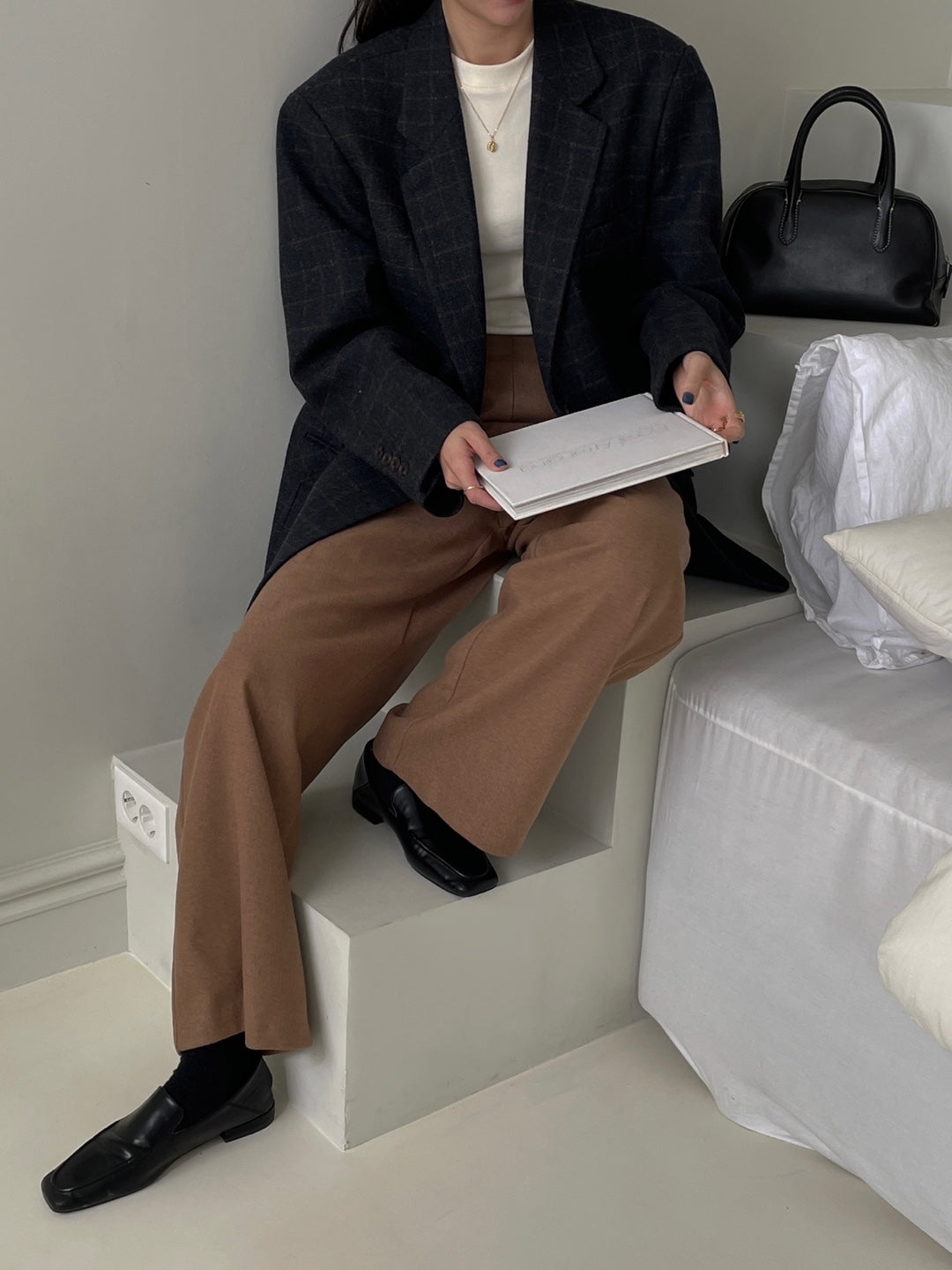 Wool Check Blazer - Navy Check