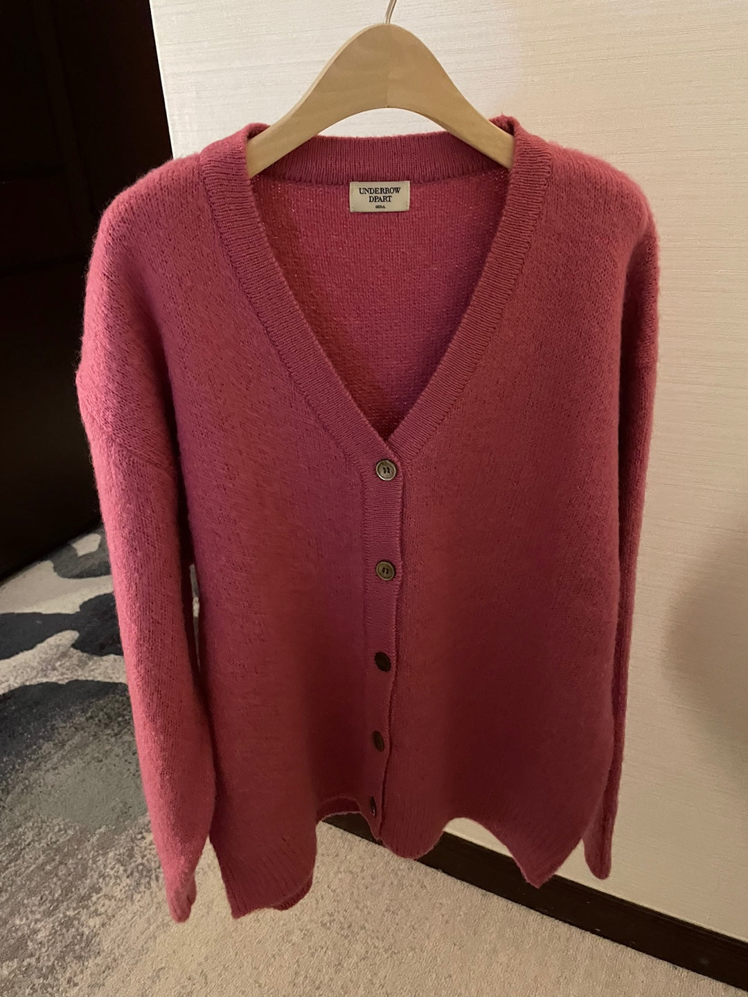 Brushed Wool / Alpaca Cardigan - 1 Left in Magenta