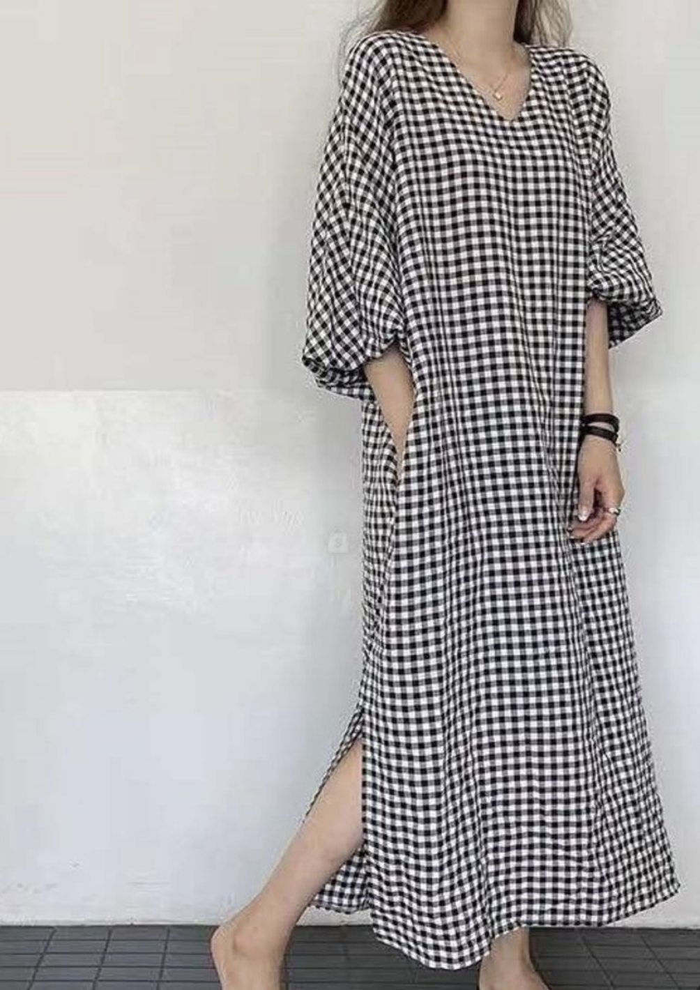 Gingham Cocoon Lounge Dress