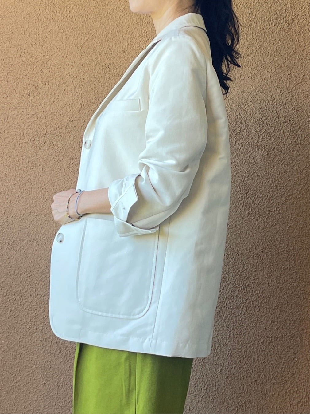 Cotton Blend Double Weave Blazer