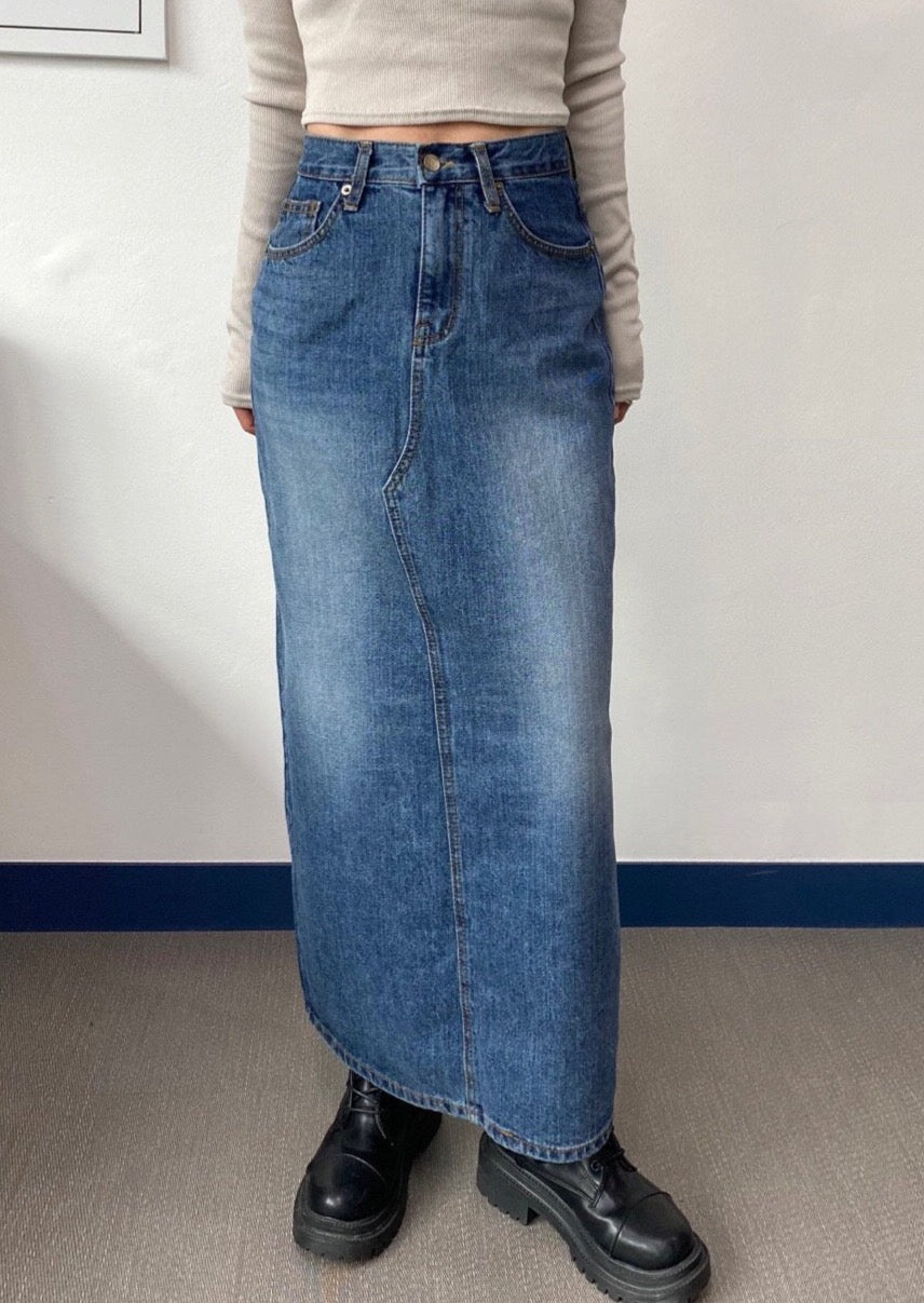 Straight Maxi Denim Skirt