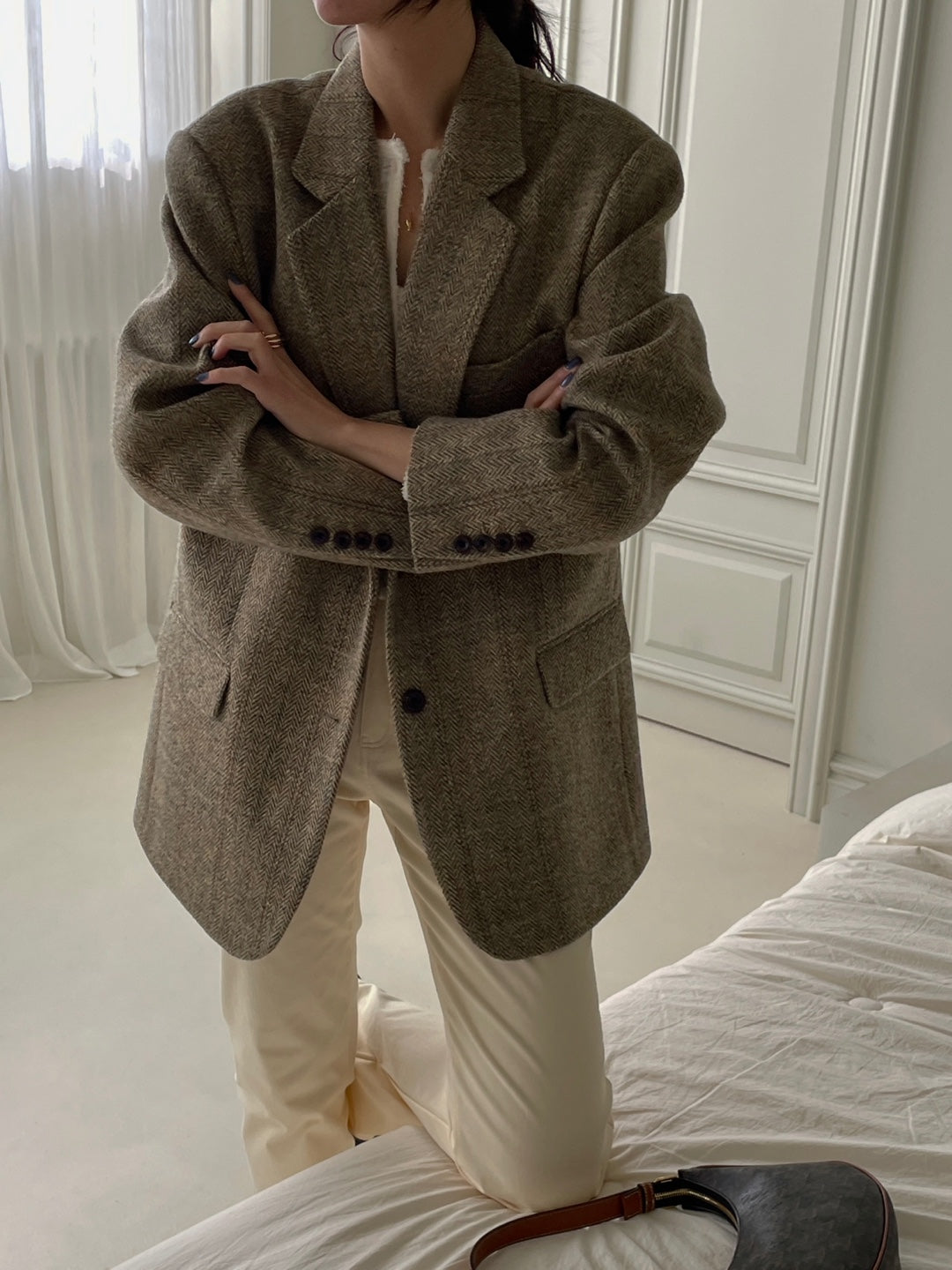 Wool Check Blazer - Herringbone