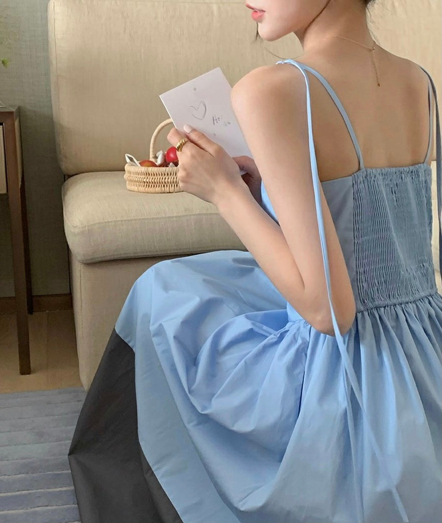 Colorblocked Smocking Dress - petite size only