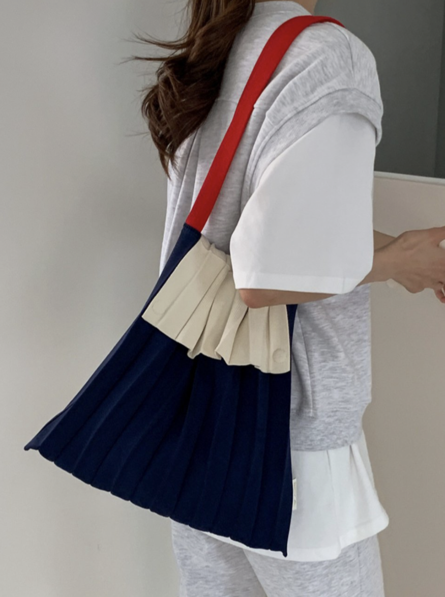 Colorblocked  Flap Pleats bag