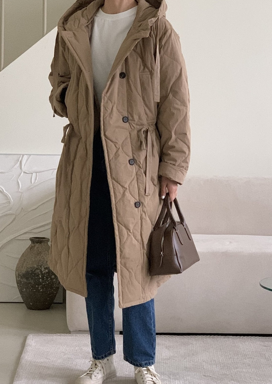 Ari Duck Down Hooded Trench Coat