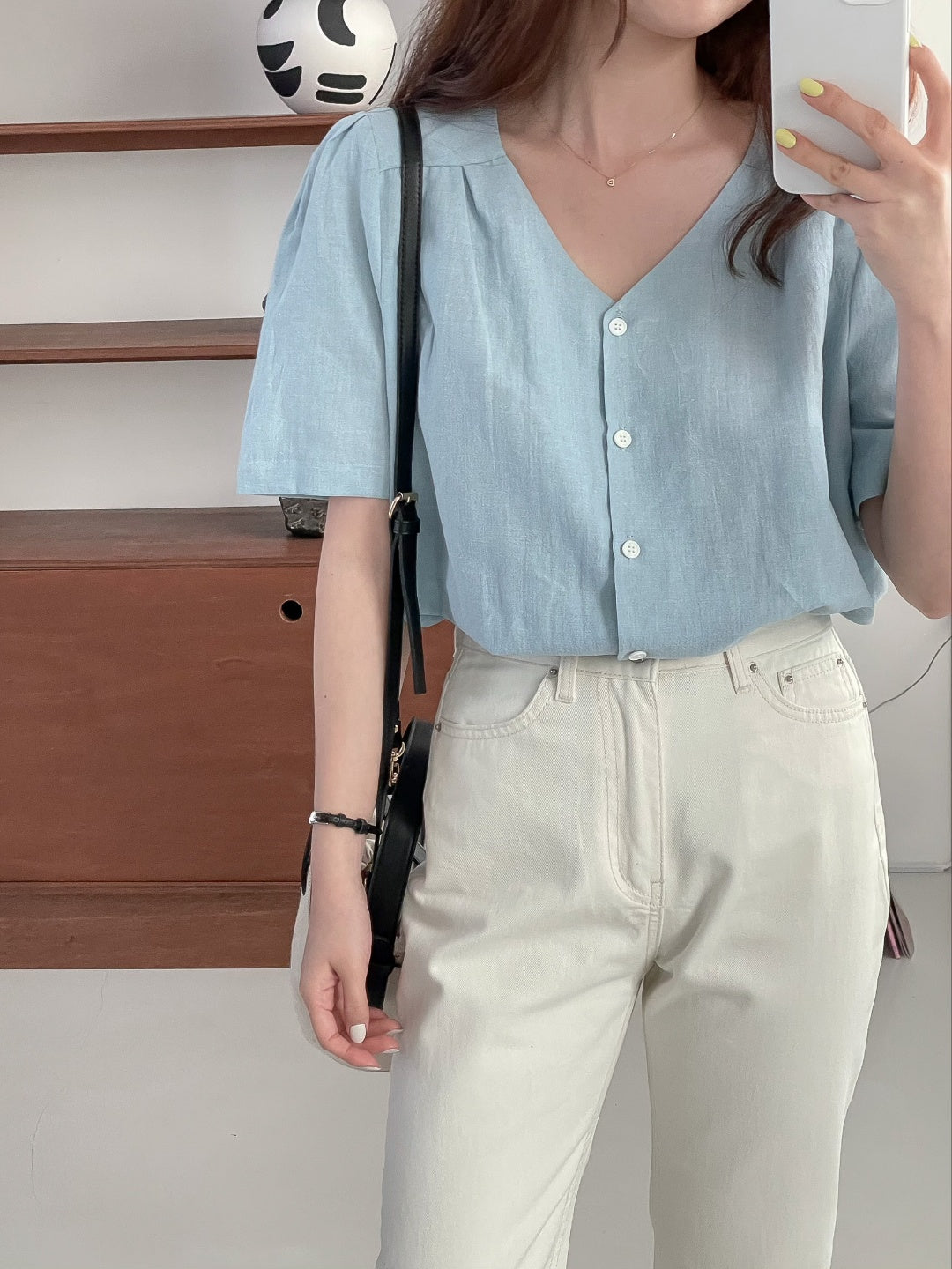 V-Neck Linen Blouse