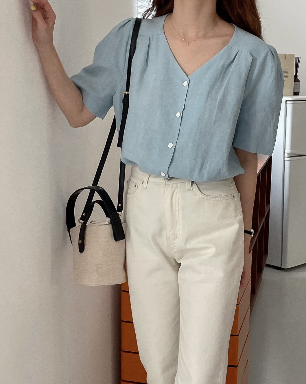 V-Neck Linen Blouse