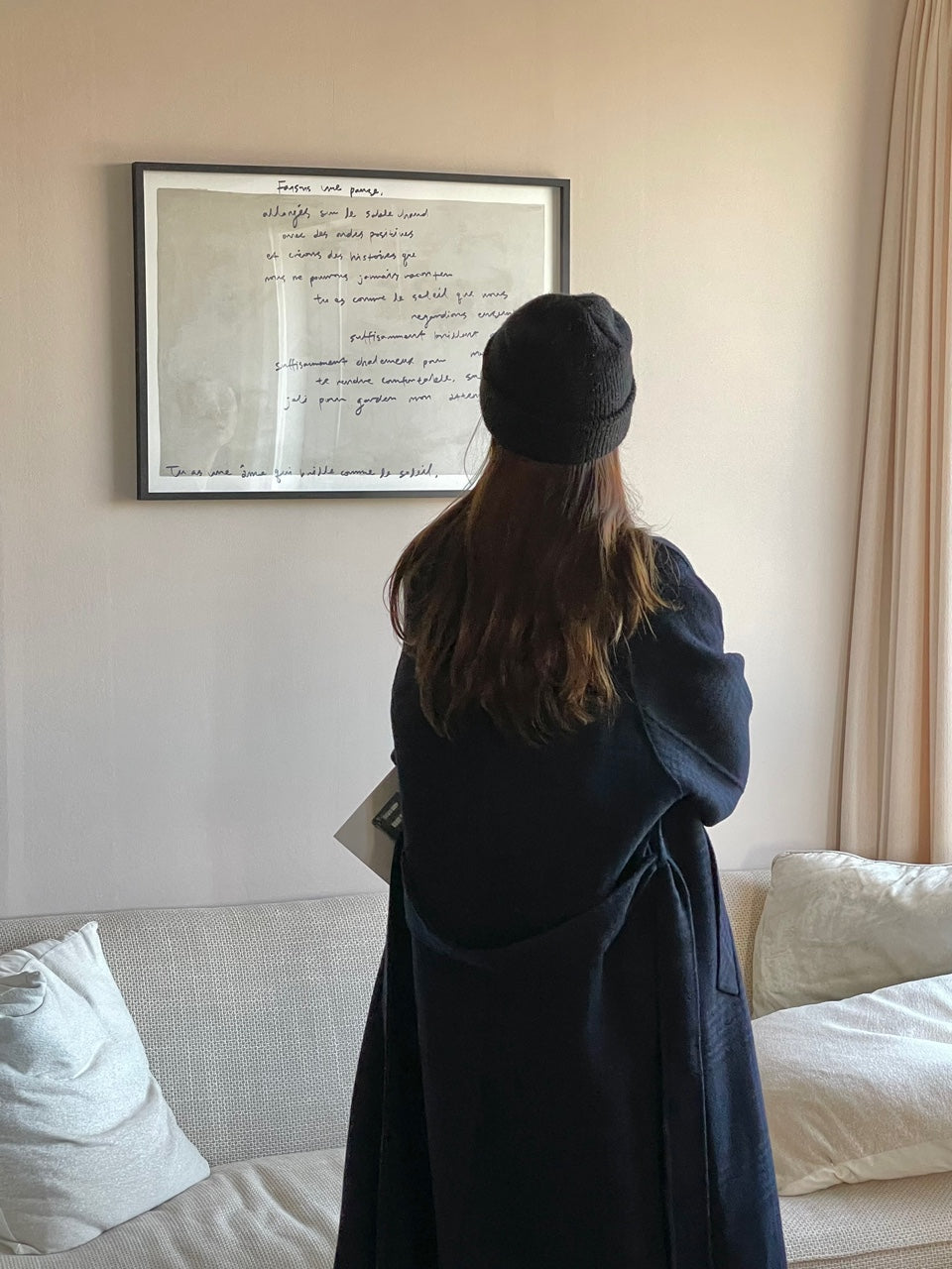 <Abi + Ari Black> Wool Plaid Handmade Coat