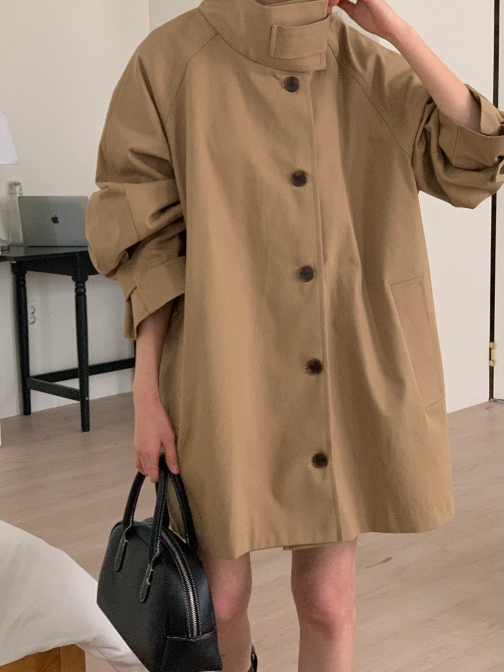 Spring Half Trench Coat - Only 1 left in black