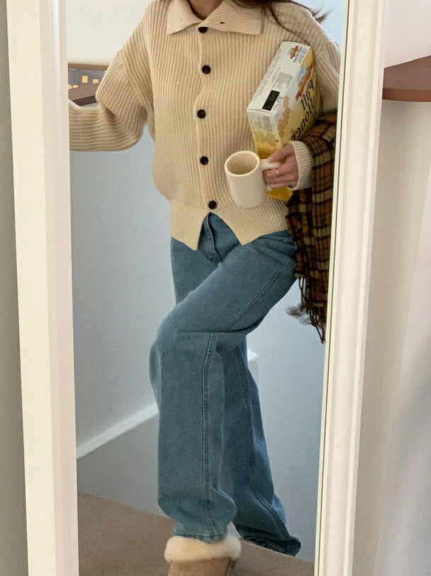 Turtleneck Wool Cardigan