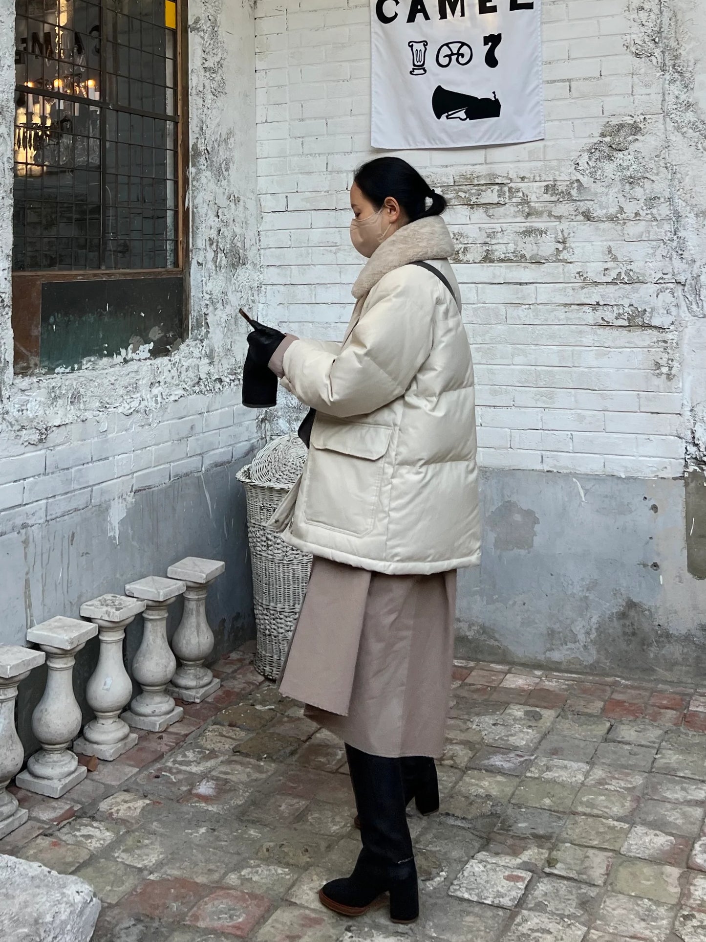 Duck Down With Shearling Collar