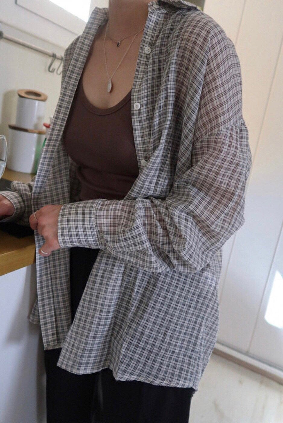 Cotton Voile Plaid Shirt