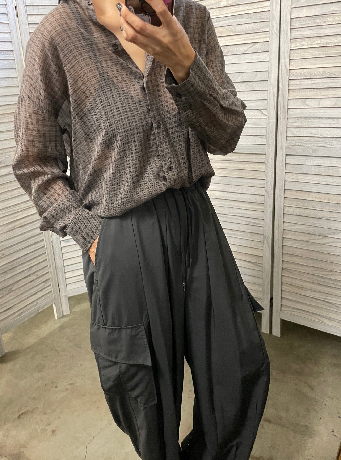 Cotton Voile Plaid Shirt