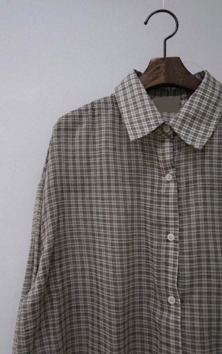 Cotton Voile Plaid Shirt