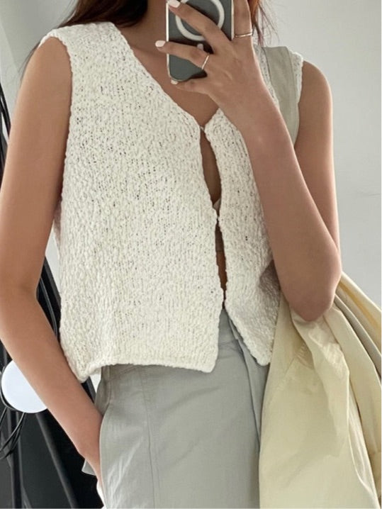 Abi + Ari Black Label Cotton Slub Yarn Vest