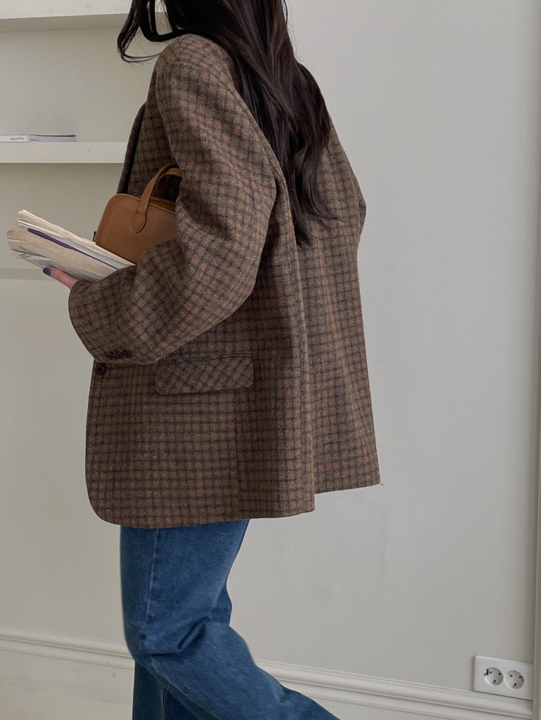 Wool Check Blazer - Rust Check