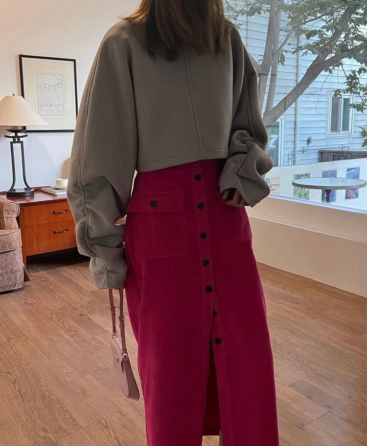 <Abi + Ari Black Label> Corduroy Long Skirt