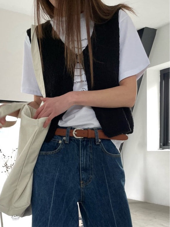 Abi + Ari Black Label Cotton Slub Yarn Vest