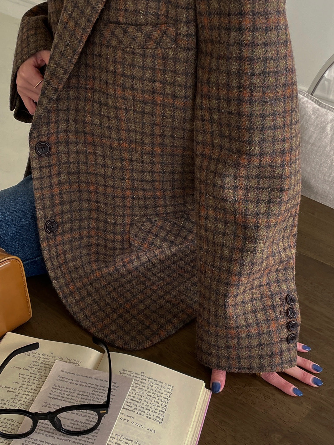 Wool Check Blazer - Rust Check