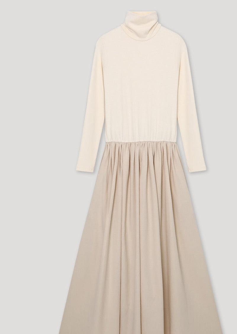 Turtleneck Combo Maxi Dress