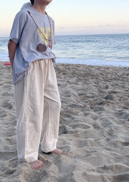 Linen bio-washed baggy pants