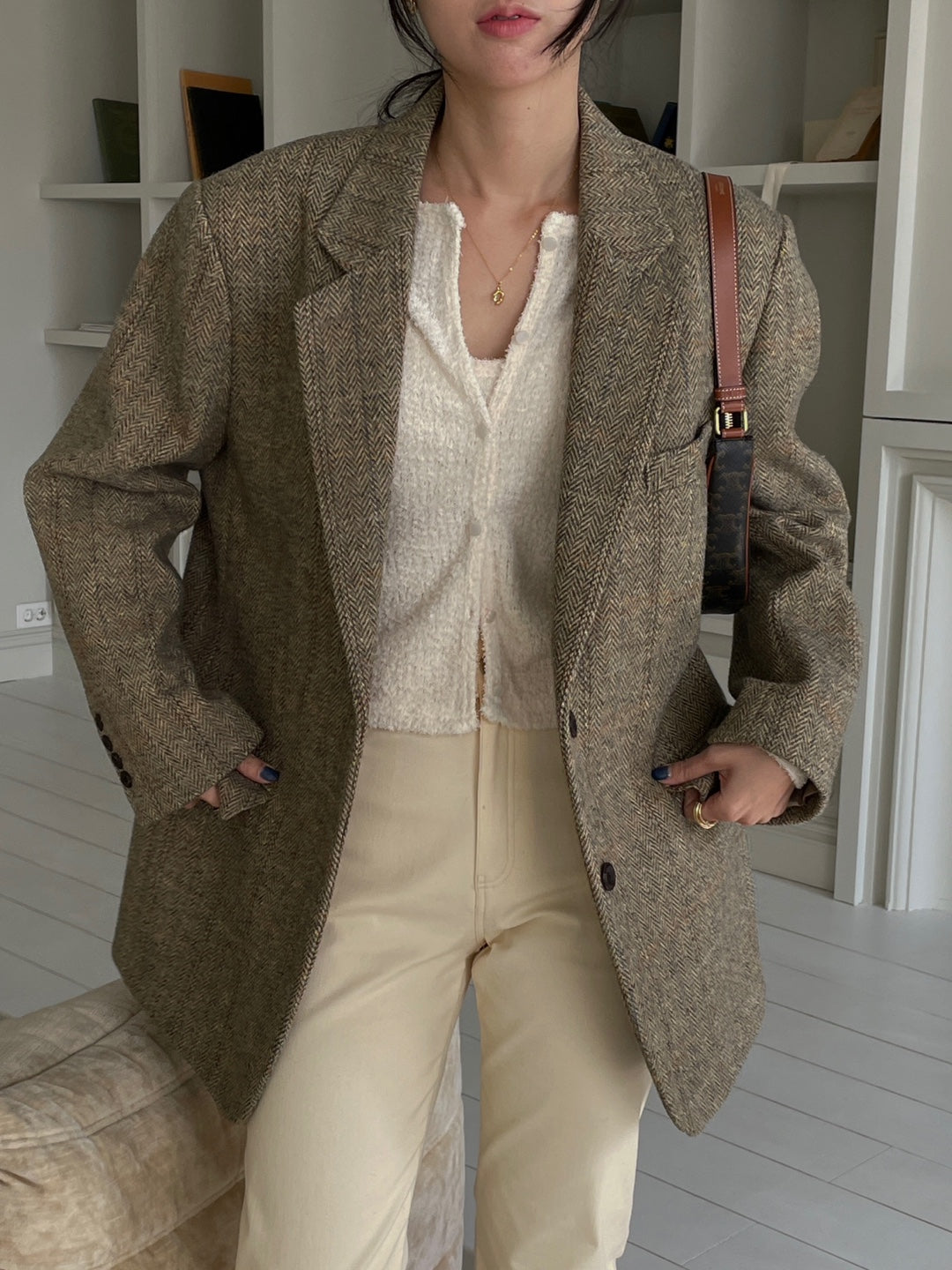 Wool Check Blazer - Herringbone