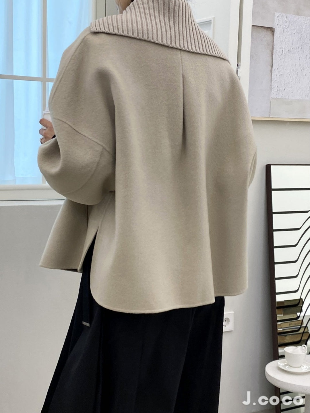 <Abi +Ari Black Label> Hand Made Coat with Sweater Collar