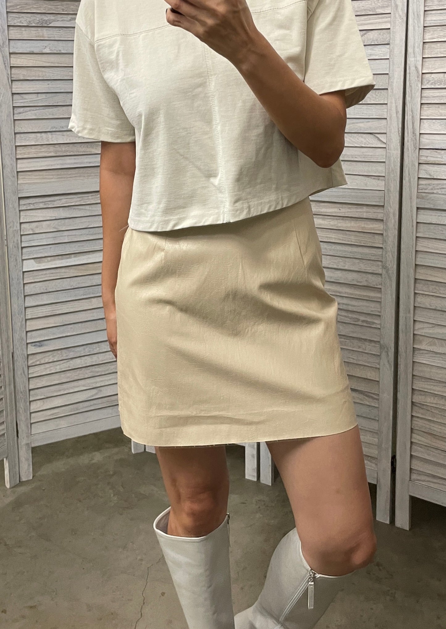 Abi +Ari Collection Vegan Leather Mini Skirt