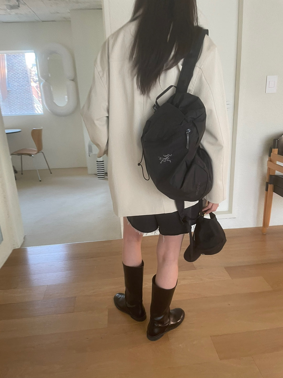 <Abi + Ari> Black Label Vegan Long Jacket