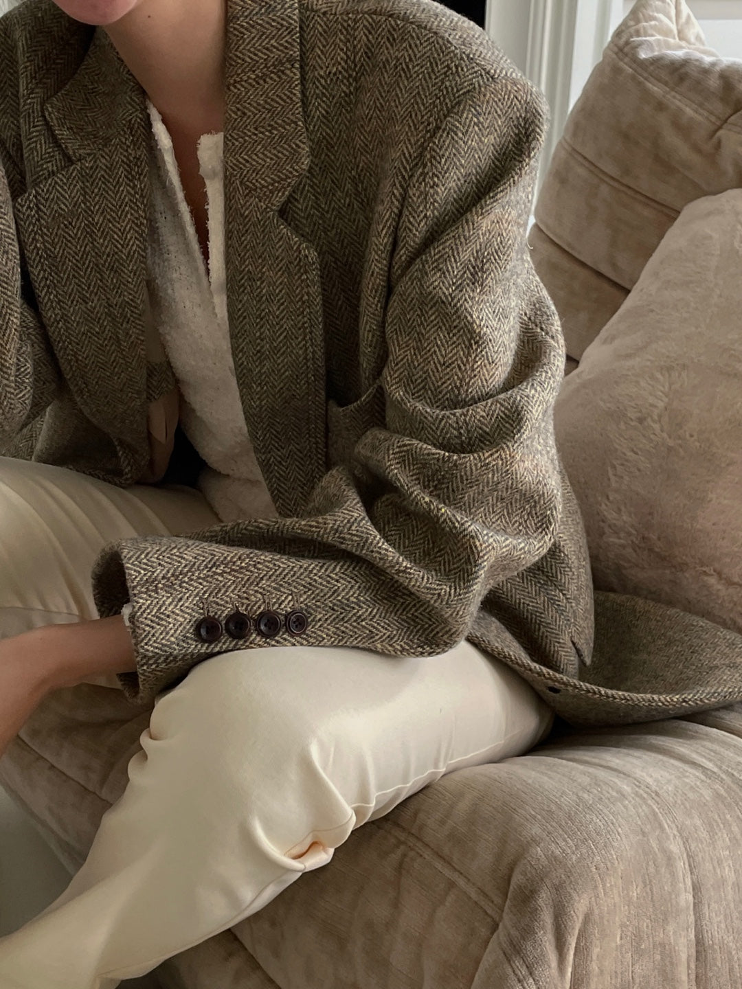 Wool Check Blazer - Herringbone