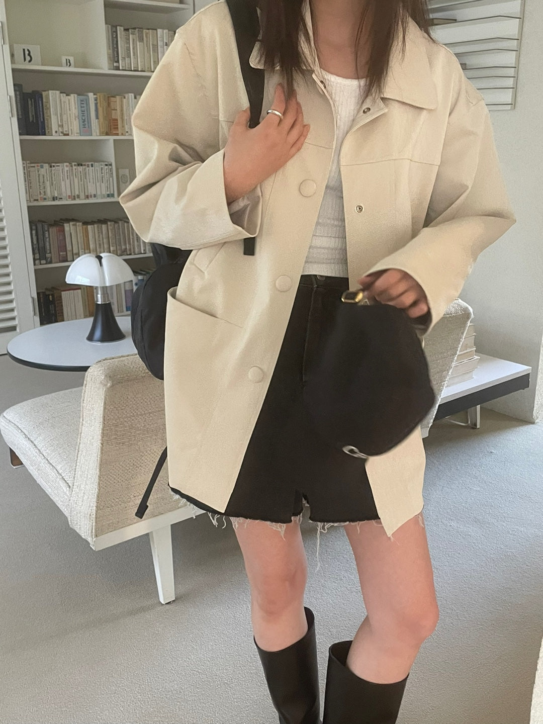 <Abi + Ari> Black Label Vegan Long Jacket