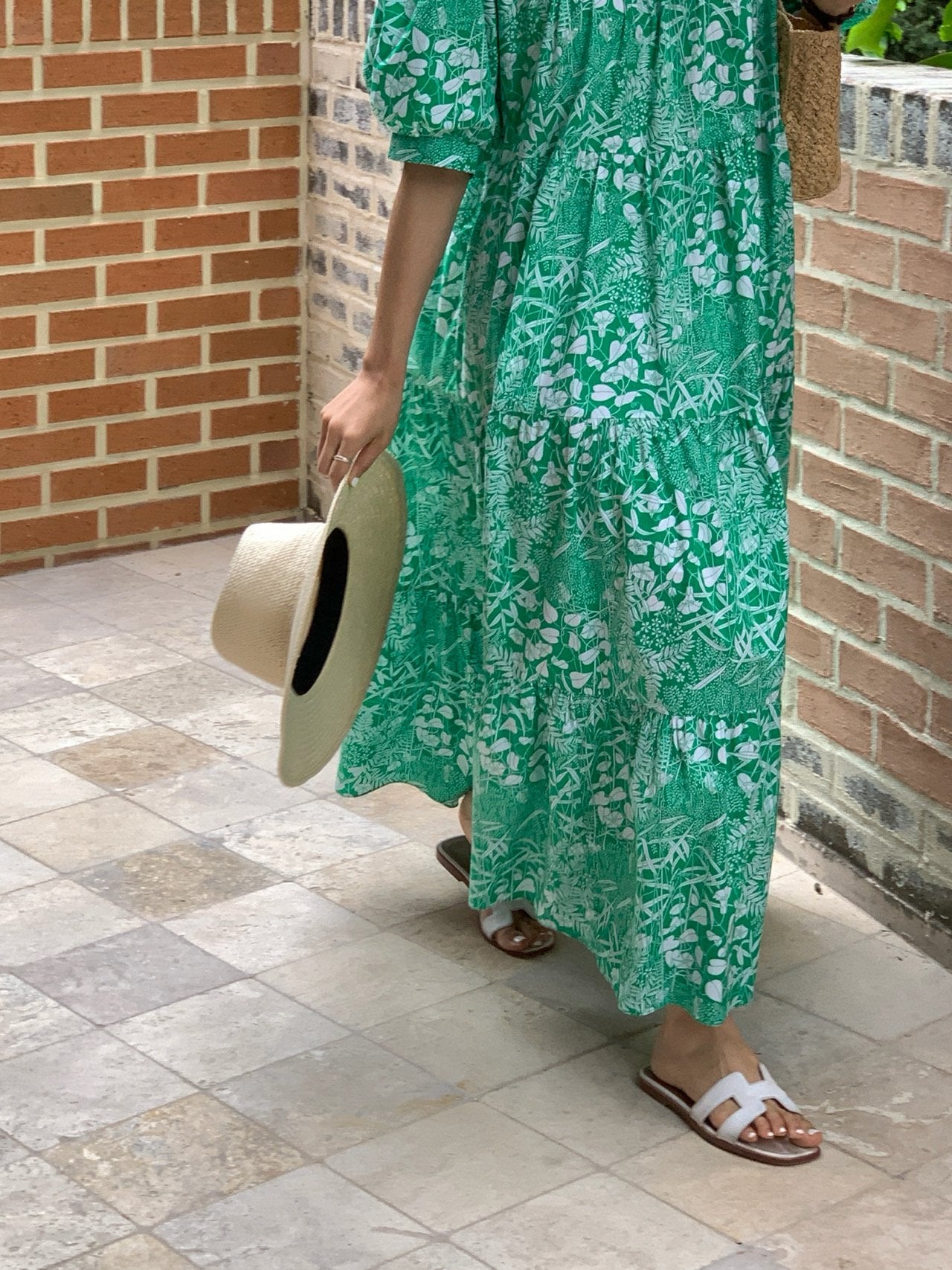 Summer Foliage Cotton Mumu Dress