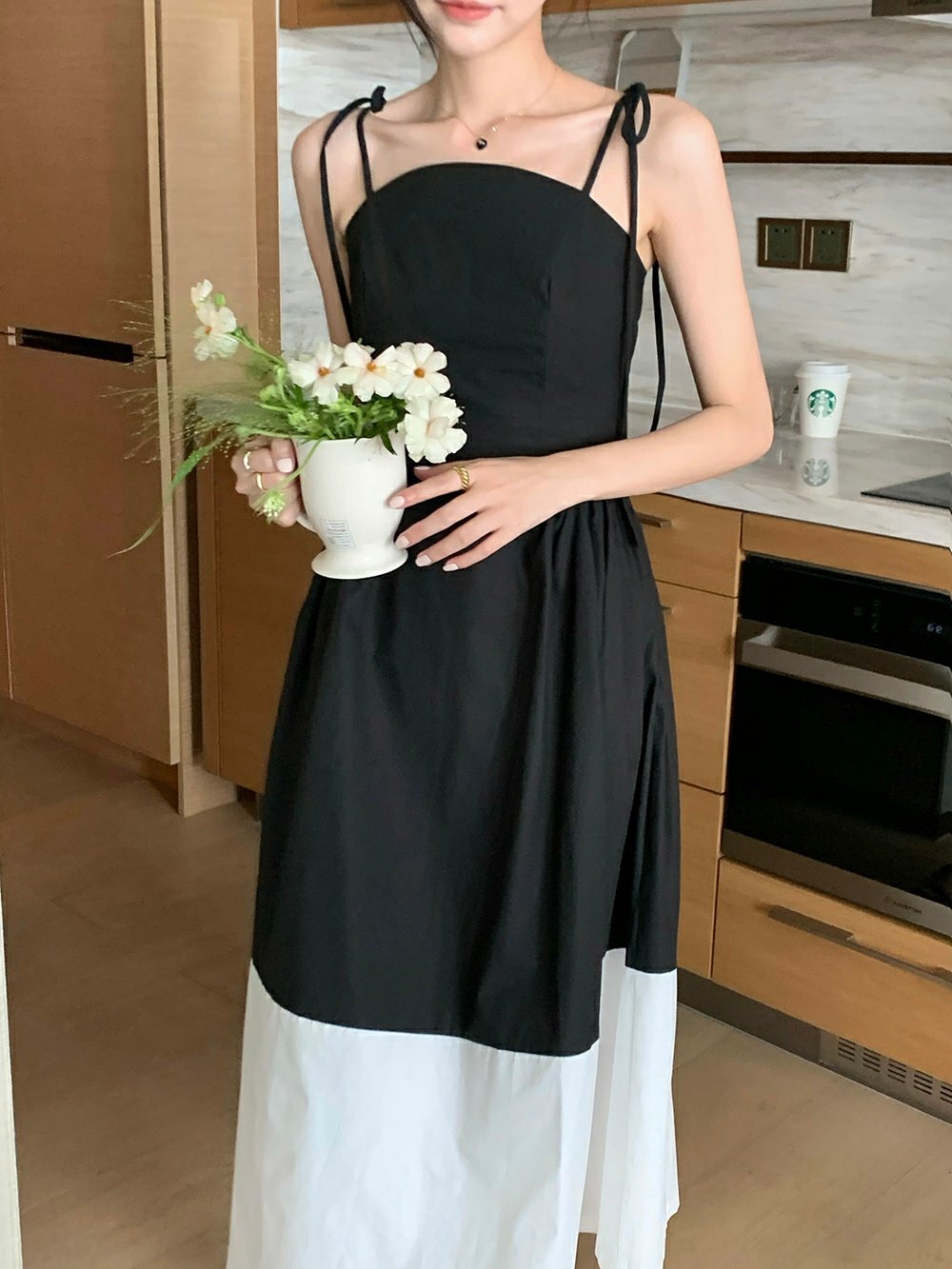 Colorblocked Smocking Dress - petite size only