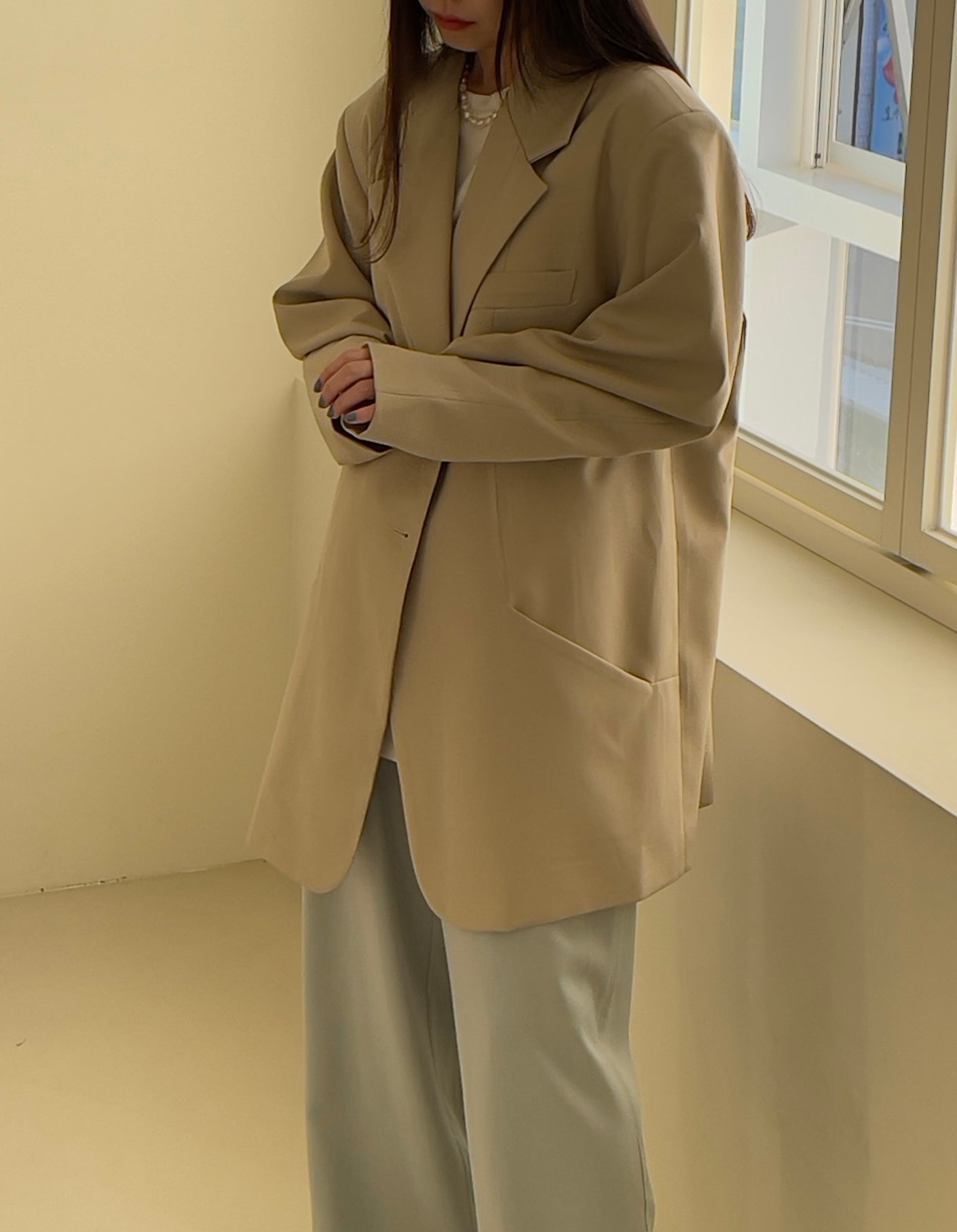 <Abi + Ari> Black Label Tucked Sleeves Oversized Blazer
