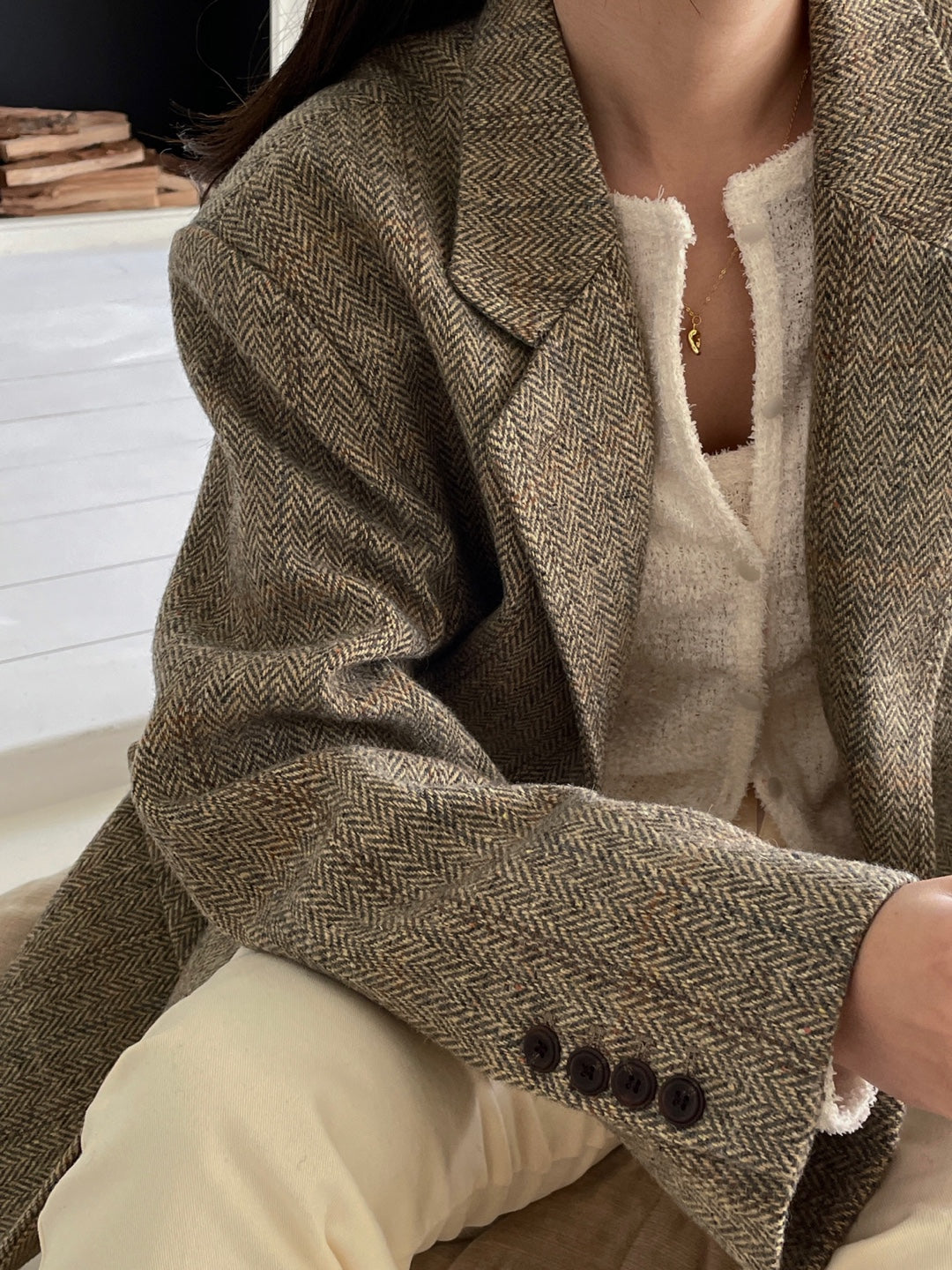 Wool Check Blazer - Herringbone