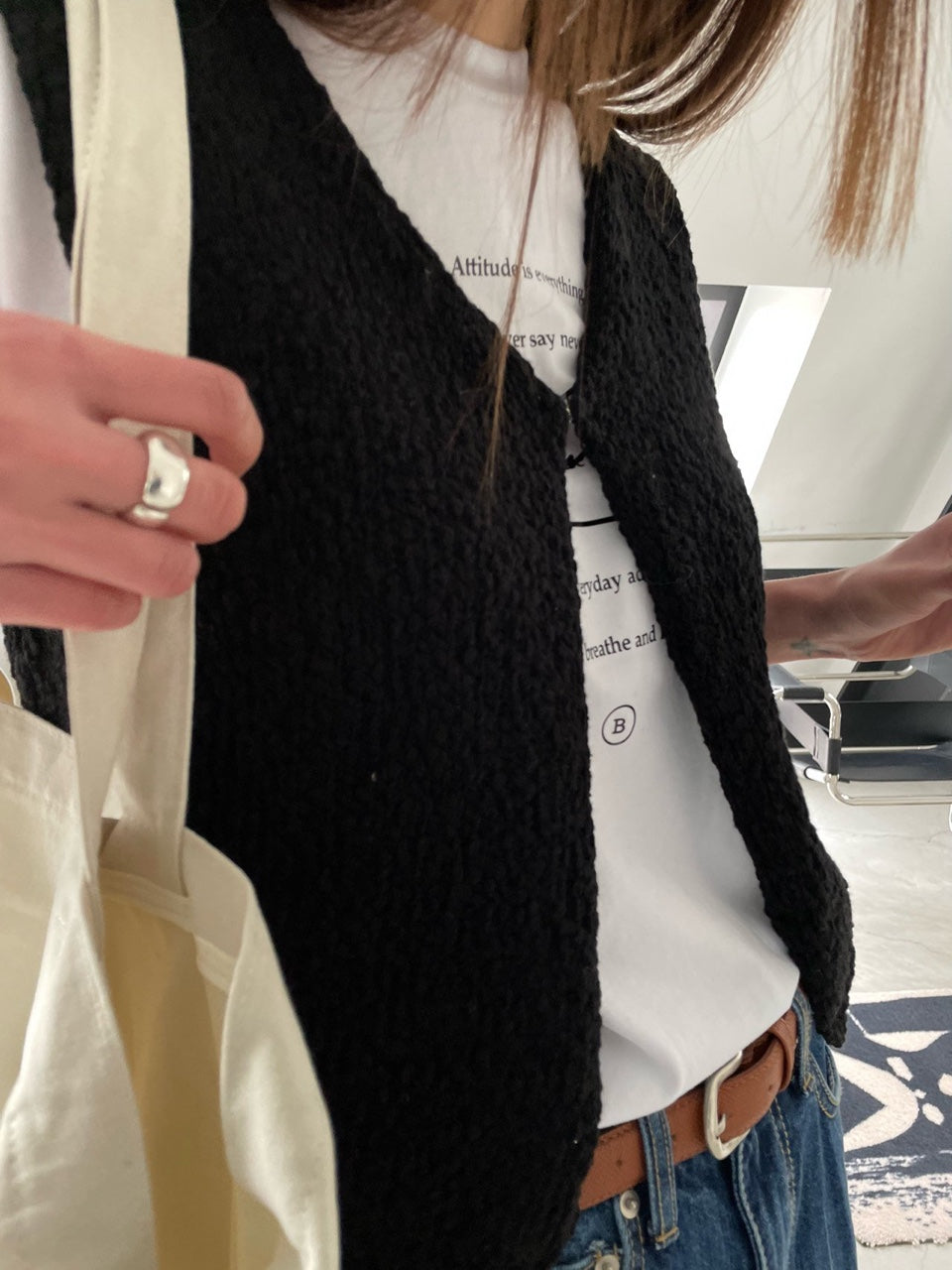 Abi + Ari Black Label Cotton Slub Yarn Vest