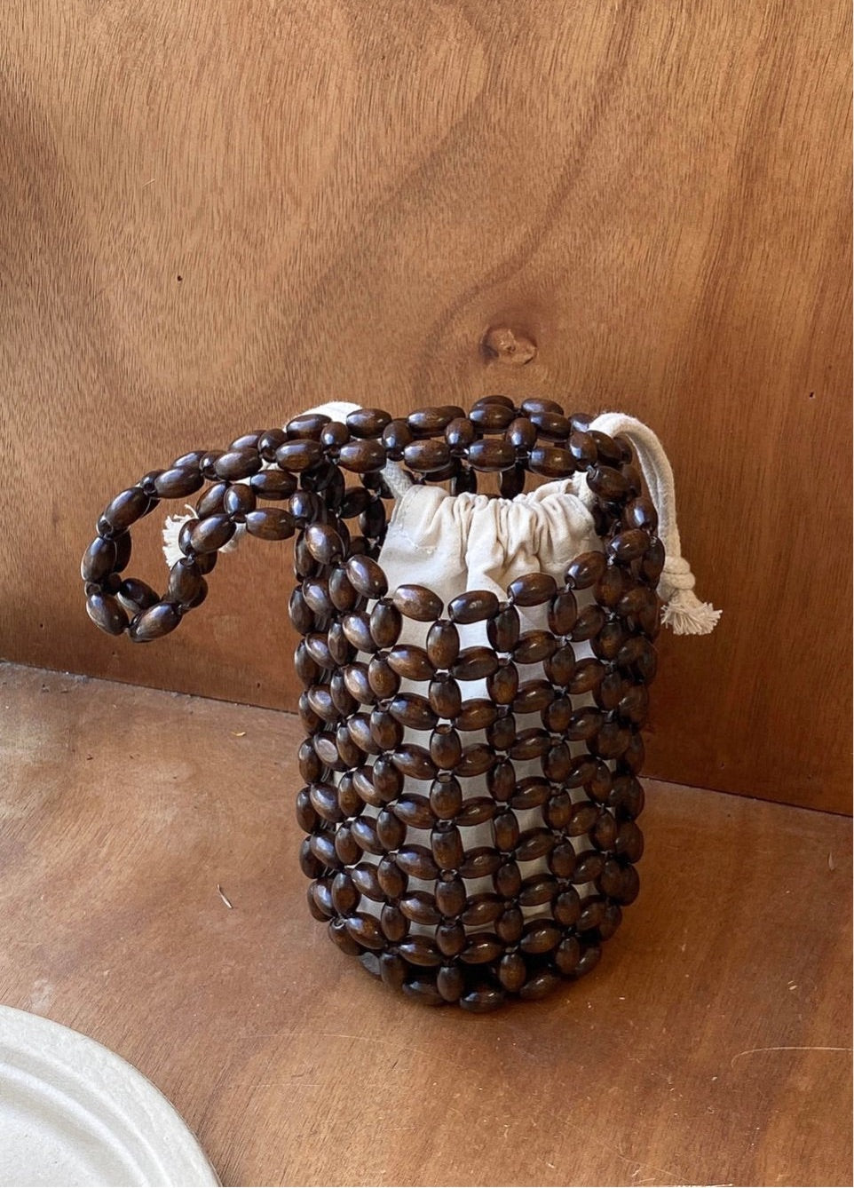 Wood Beads Mini Tote